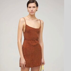 Anemos The KM Tie Printed Cupro Mini Dress Size Small